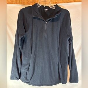 BCG woman’s black fleece long sleeve 3/4 zippered pullover jacket w/pockets XL